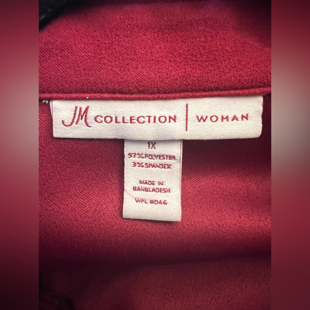 JM COLLECTION Women’s ¾ Sleeve Pockets Stretch Sueded Snap Button plus size 1X ✨ - Picture 5 of 7